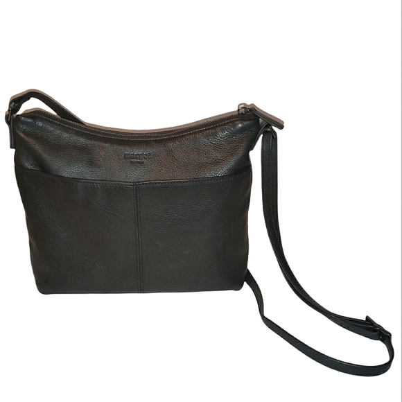 margot Handbags - Margot New York Black Leather Pebbled Adjustable Crossbody Bag Purse
